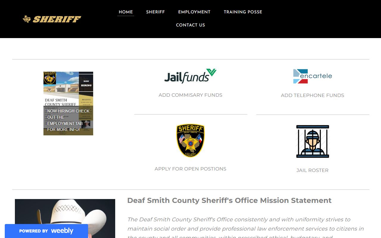 Deaf Smith County inmate population sheriff homepage with jail roster access