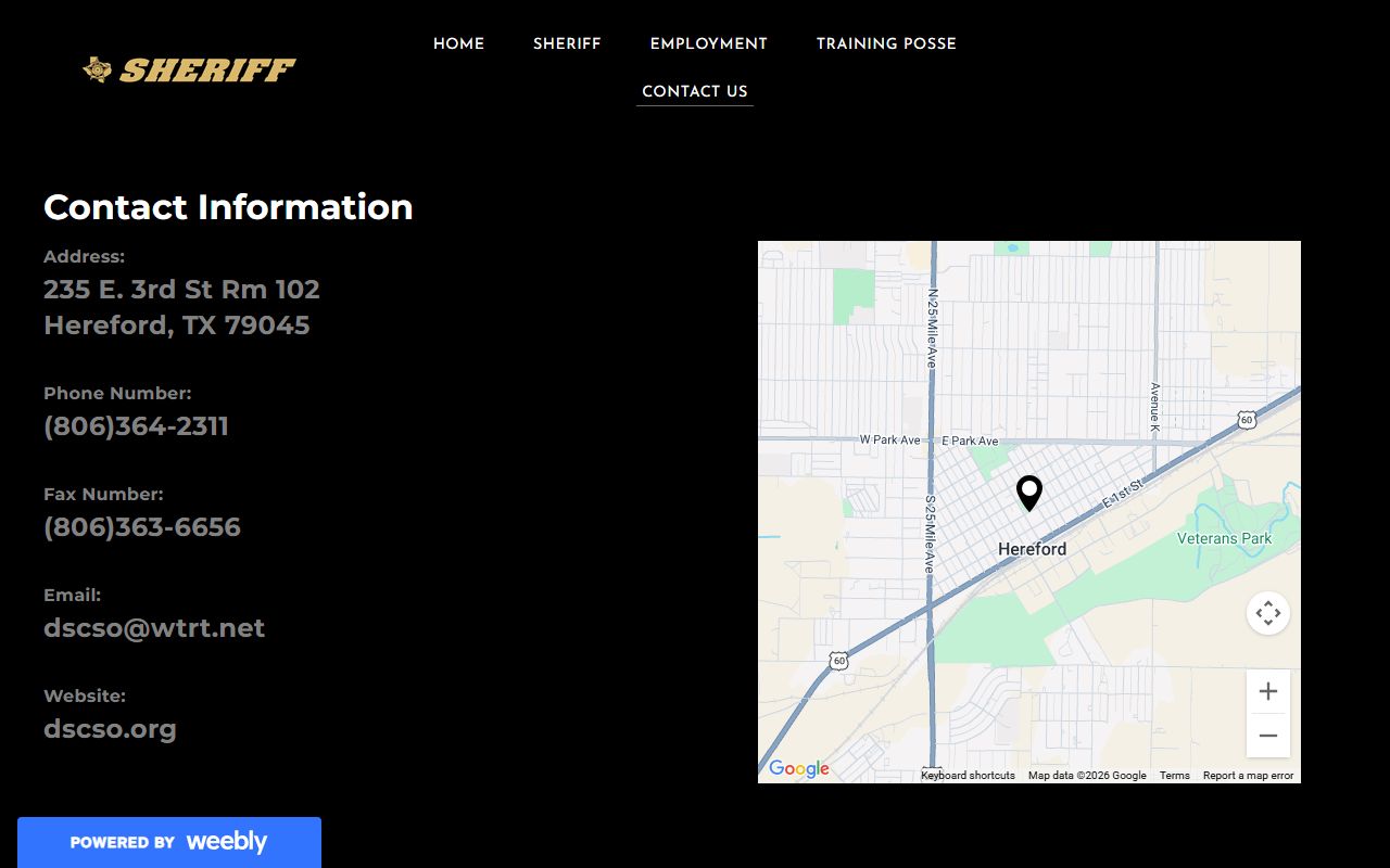 Deaf Smith County Jail and Sheriff's Office contact map for inmate lookup